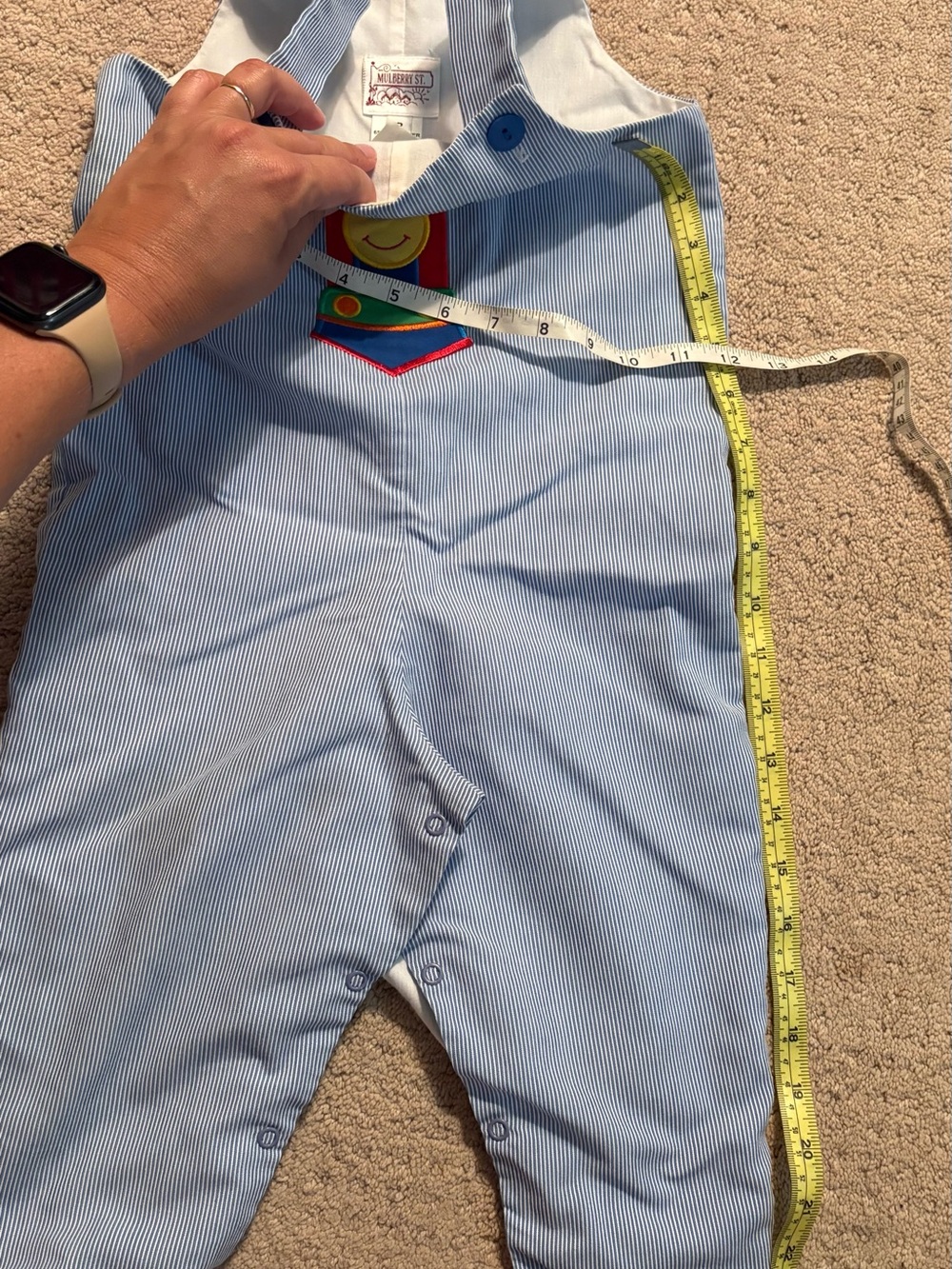 Little Me Blue Pinstripe Boys' One-Piece Romper